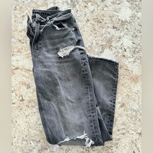 American Eagle Gray Distressed Mom Jean